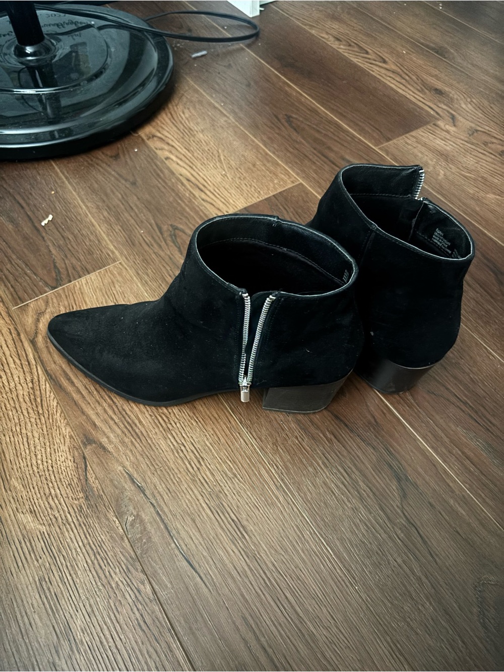 Women’s Black Suede Ankle Boots with Side Zipper